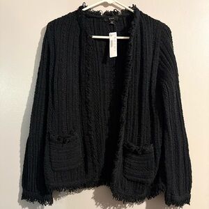 NWT J. Crew Black Women's Cardigan With Fringe Office Casual Sweater size XS